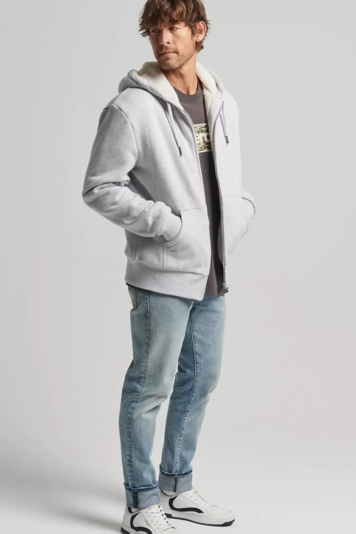 Men Superdry Hoodies>Borg Lined Zip Hood